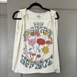 Hollister Cream Floral Modified Tank Top